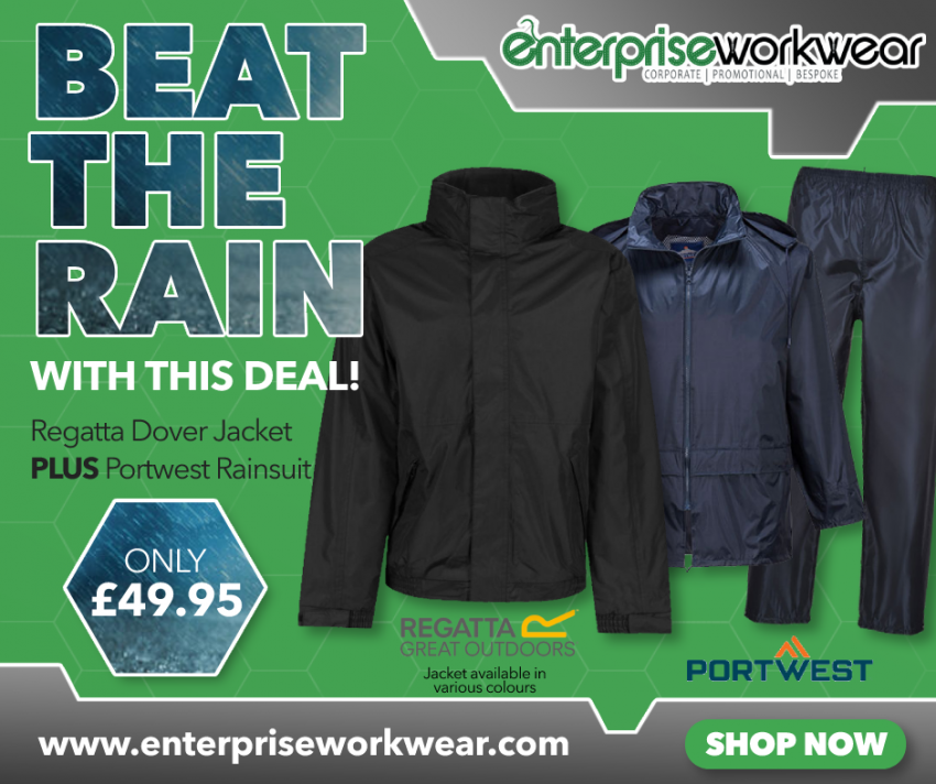 BEAT THE RAIN DEAL! - Regatta Dover Jacket and Portwest Rainsuit for £49.95